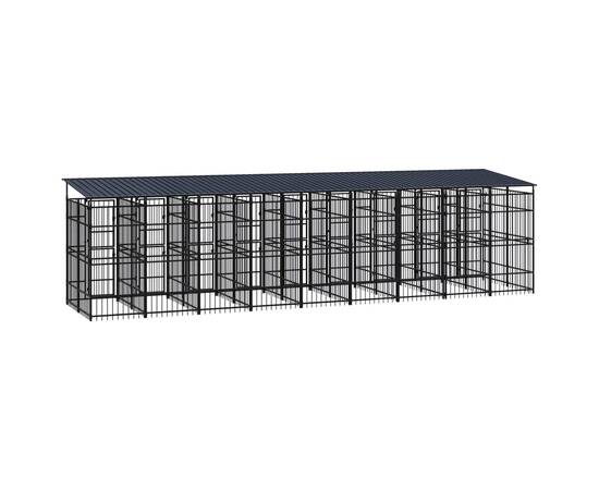 Padoc pentru câini de exterior cu acoperiș, 16,59 m², oțel, 4 image