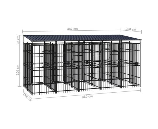 Padoc pentru câini de exterior cu acoperiș, 9,22 m², oțel, 8 image