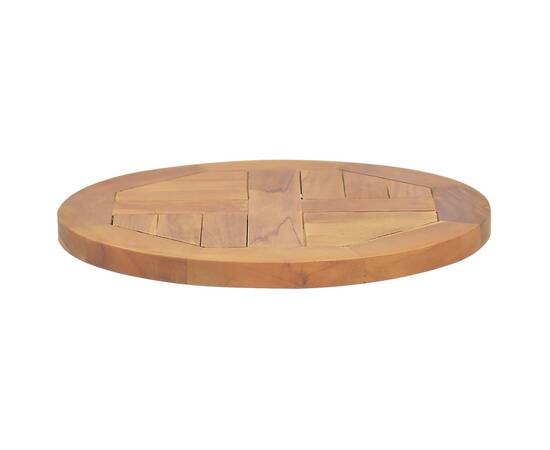 Blat de masă, 40 cm, lemn masiv de tec, rotund, 2,5 cm, 3 image