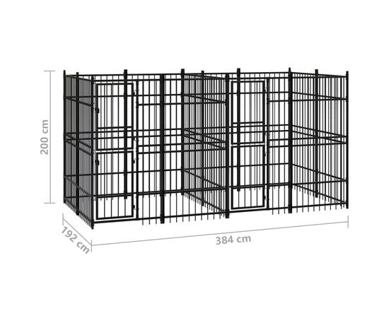 Padoc pentru câini de exterior, 7,37 m², oțel, 7 image