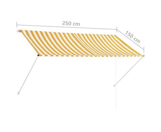 Copertină retractabilă, galben și alb, 250 x 150 cm, 8 image