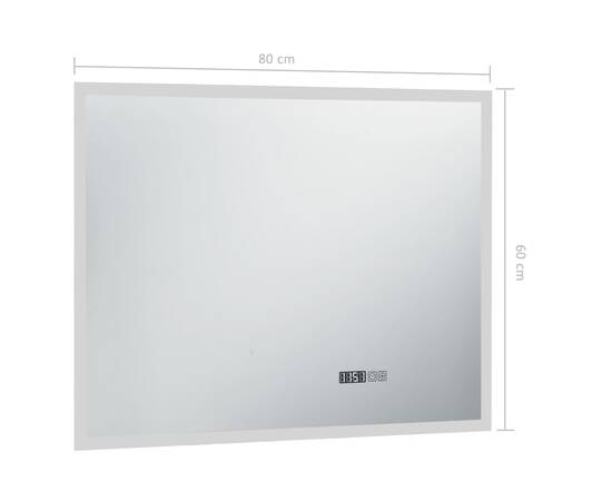 Oglindă cu led de baie cu senzor tactil și afișaj oră, 80x60 cm, 7 image