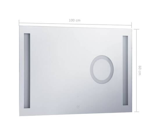 Oglindă cu led de perete de baie cu senzor tactil, 100 x 60 cm, 8 image