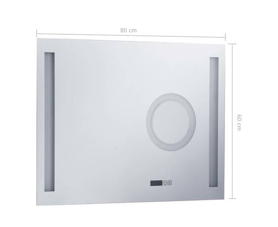 Oglindă cu led de perete de baie cu senzor tactil, 80 x 60 cm, 8 image