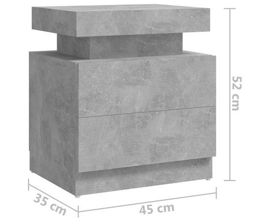 Noptieră, gri beton, 45x35x52 cm, pal, 7 image