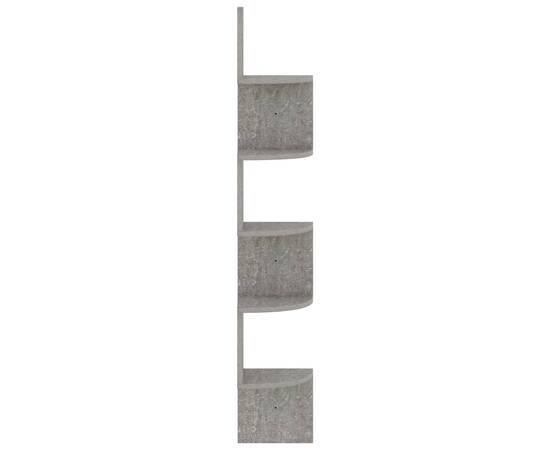 Raft de perete de colț, gri beton, 19x19x123 cm, pal, 4 image