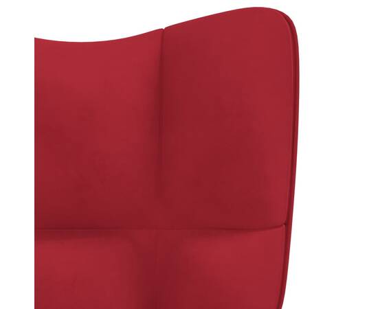 Scaun de relaxare cu taburet, roșu vin, catifea, 9 image