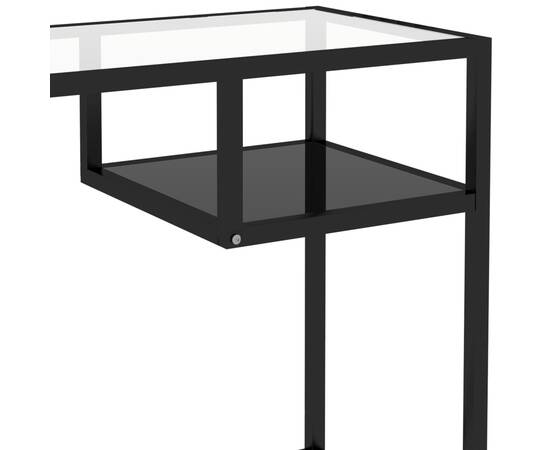 Birou de calculator, negru, 100x36x74 cm, sticlă, 6 image