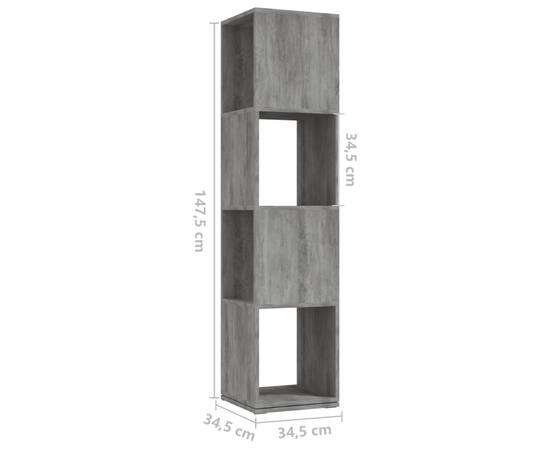 Dulap rotativ, gri beton, 34,5x34,5x147,5 cm, pal, 7 image