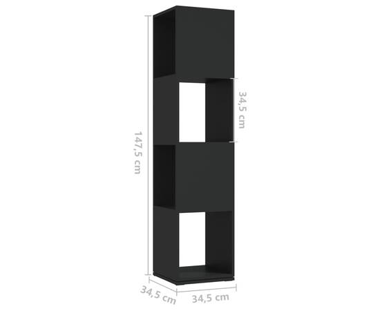 Dulap rotativ, negru, 34,5x34,5x147,5 cm, pal, 7 image