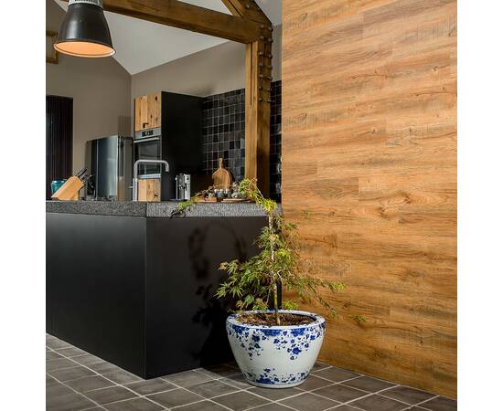 Wallart panouri perete aspect de lemn, maro ruginiu, stejar reciclat, 5 image