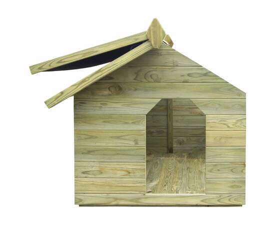 Cușcă câine de grădină, acoperiș detașabil, lemn de pin tratat, 4 image