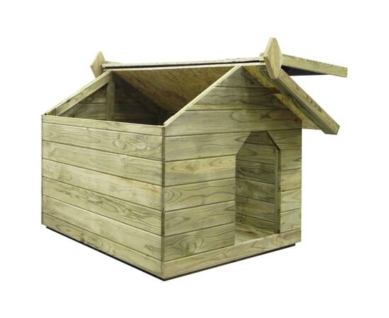 Cușcă câine grădină, acoperiș detașabil, lemn pin tratat, 5 image