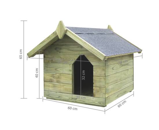 Cușcă de câine grădină, acoperiș detașabil, lemn de pin tratat, 6 image