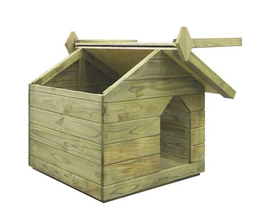Cușcă de câine grădină, acoperiș detașabil, lemn de pin tratat, 4 image
