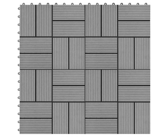 Plăci de podea, 11 buc., gri, 30 x 30 cm, 1 mp, wpc