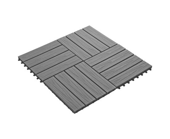Plăci podea în relief, wpc, 11 buc., 30 x 30 cm, 1 mp, negru, 2 image