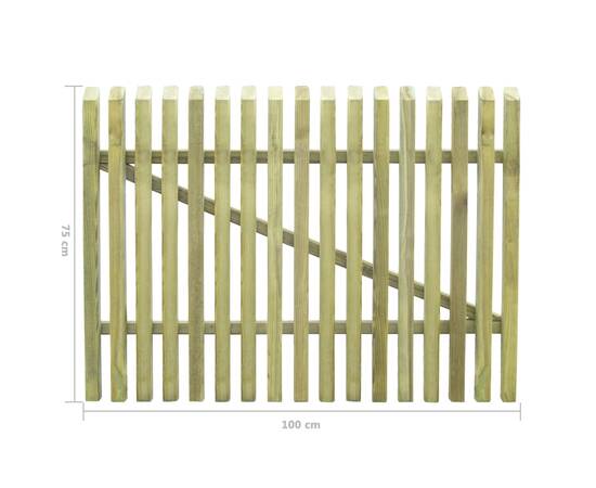 Poartă de grădină din scânduri, 100x75 cm, lemn de pin tratat, 6 image