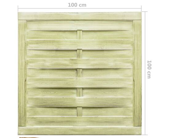 Poartă de grădină verde 100x100 cm lemn de pin tratat, 4 image