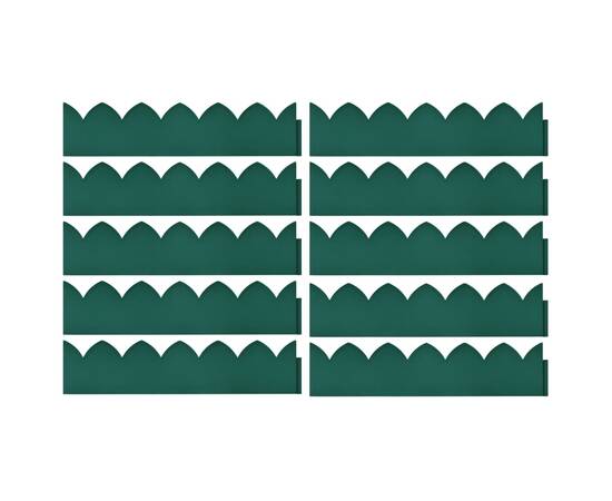 Borduri de gazon, 10 buc., verde, 65x15 cm, pp, 2 image