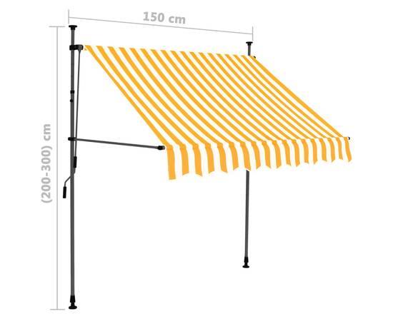 Copertină retractabilă manual cu led, alb & portocaliu, 150 cm, 8 image