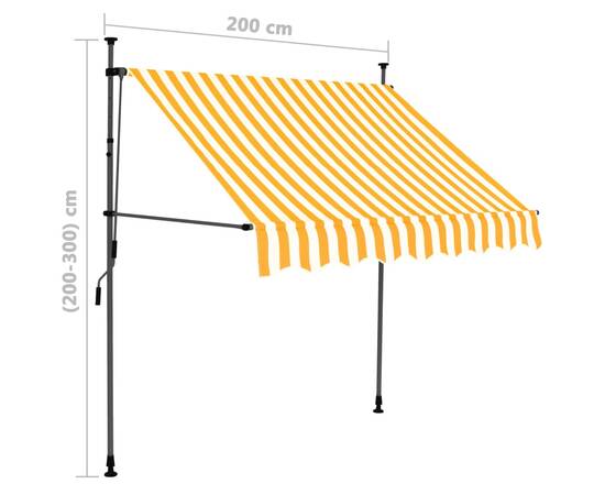 Copertină retractabilă manual cu led, alb & portocaliu, 200 cm, 8 image