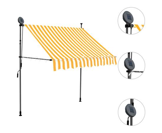 Copertină retractabilă manual cu led, alb & portocaliu, 200 cm, 3 image