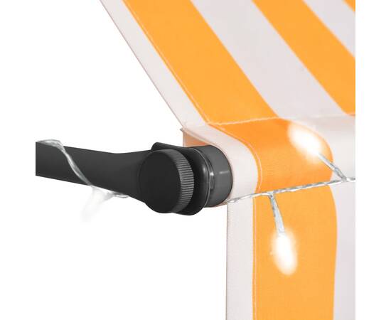 Copertină retractabilă manual cu led, alb & portocaliu, 200 cm, 4 image