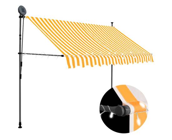 Copertină retractabilă manual cu led, alb & portocaliu, 250 cm