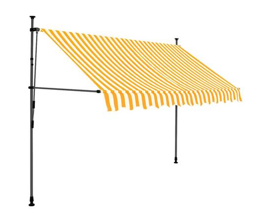 Copertină retractabilă manual cu led, alb & portocaliu, 250 cm, 2 image