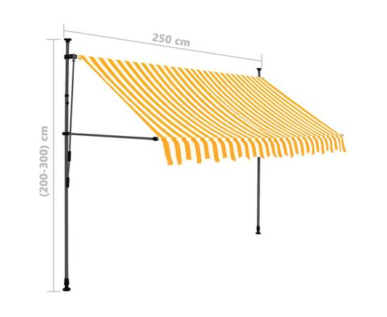 Copertină retractabilă manual cu led, alb & portocaliu, 250 cm, 8 image