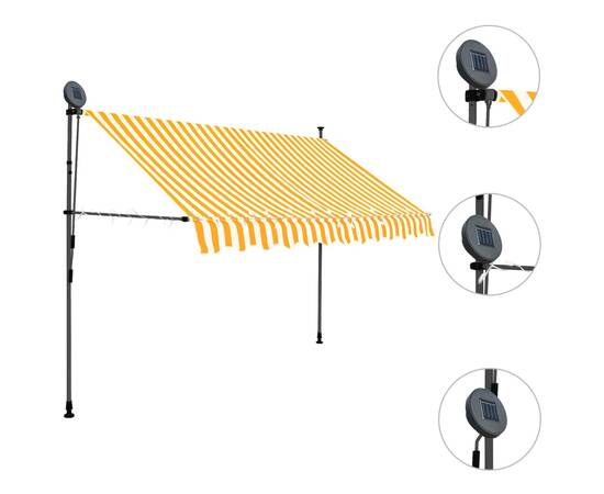 Copertină retractabilă manual cu led, alb & portocaliu, 250 cm, 3 image