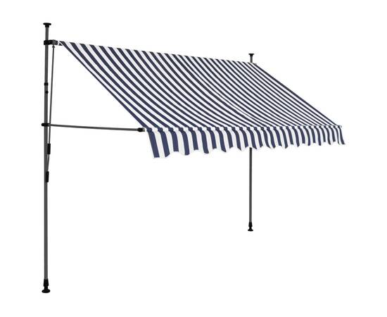 Copertină retractabilă manual cu led, albastru & alb, 250 cm, 2 image