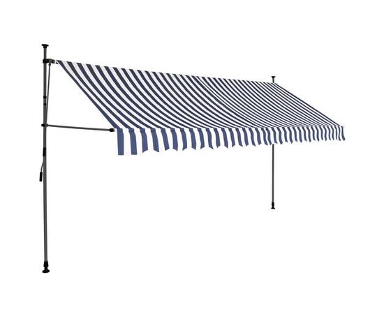 Copertină retractabilă manual cu led, albastru & alb, 350 cm, 2 image