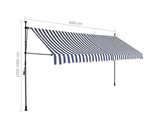 Copertină retractabilă manual cu led, albastru & alb, 400 cm, 8 image