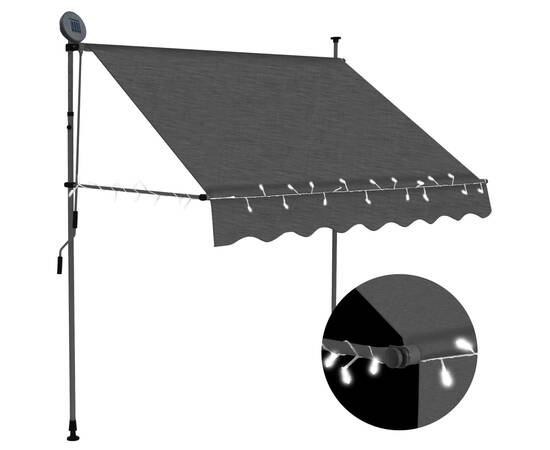 Copertină retractabilă manual cu led, antracit, 100 cm