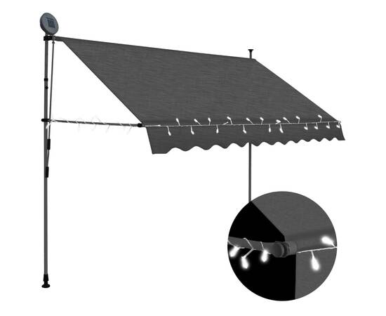 Copertină retractabilă manual cu led, antracit, 300 cm