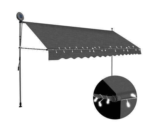 Copertină retractabilă manual cu led, antracit, 350 cm