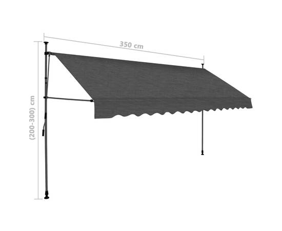 Copertină retractabilă manual cu led, antracit, 350 cm, 8 image