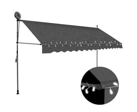 Copertină retractabilă manual cu led, antracit, 400 cm