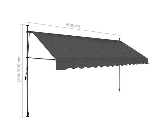 Copertină retractabilă manual cu led, antracit, 400 cm, 8 image