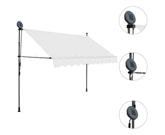 Copertină retractabilă manual cu led, crem, 250 cm, 3 image