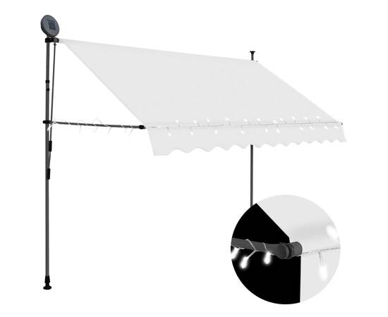 Copertină retractabilă manual cu led, crem, 300 cm