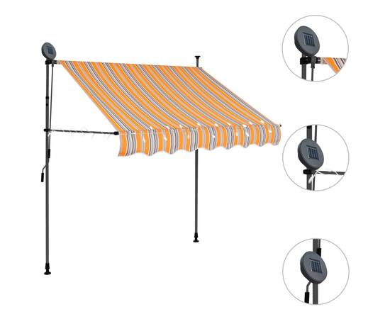 Copertină retractabilă manual cu led, galben & albastru, 150 cm, 3 image