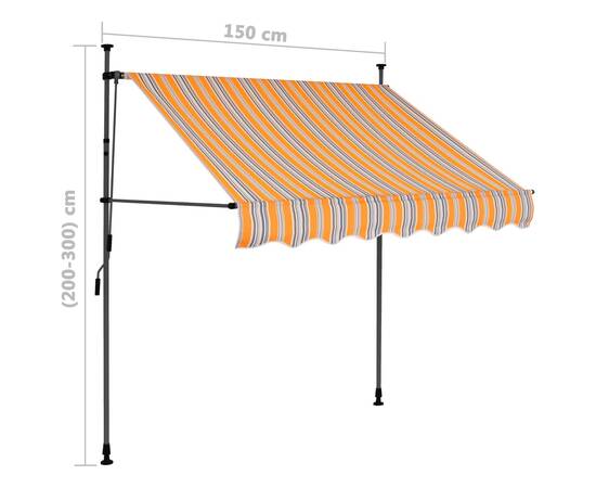 Copertină retractabilă manual cu led, galben & albastru, 150 cm, 8 image