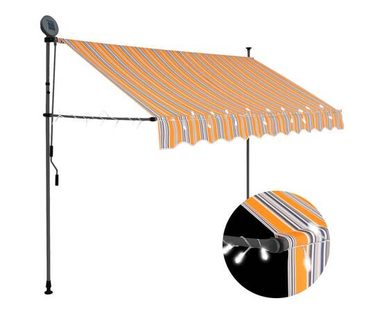 Copertină retractabilă manual cu led, galben & albastru, 250 cm