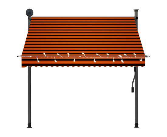 Copertină retractabilă manual cu led, portocaliu & maro, 200 cm, 4 image