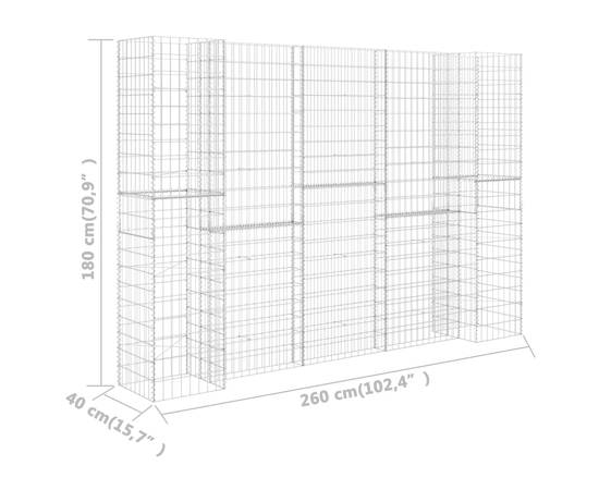 Jardinieră gabion în formă de h, 260 x 40 x 180 cm, sârmă oțel, 6 image