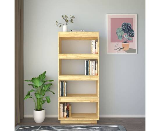 Bibliotecă/separator cameră, 60x35x135 cm, lemn masiv de pin, 3 image