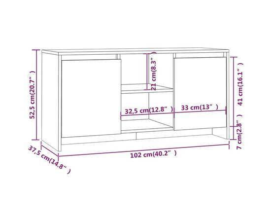 Comodă tv, alb, 102x37,5x52,5 cm, pal, 8 image